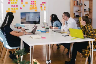 people working in an office